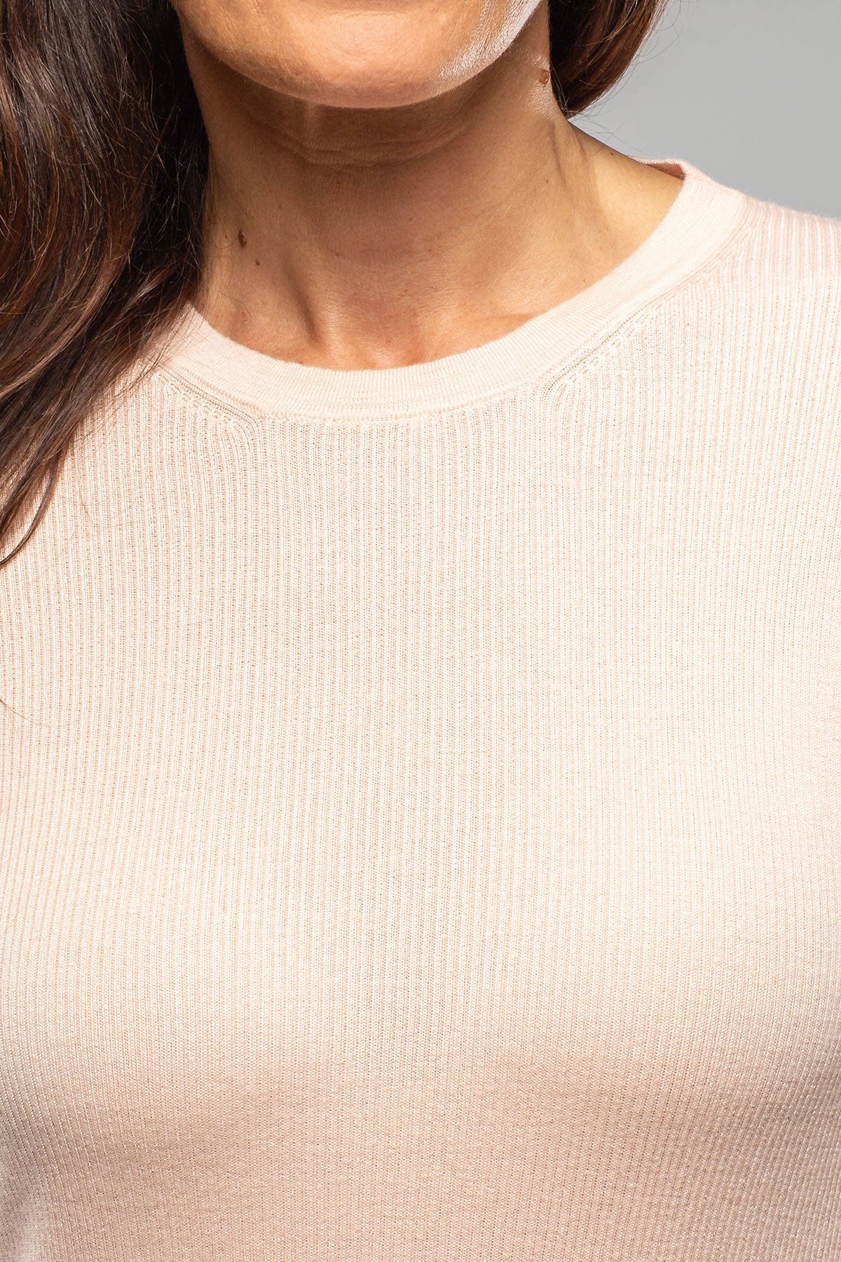 Patsy Cashmere Silk Crew Neck Top In Powder Pink - AXEL'S