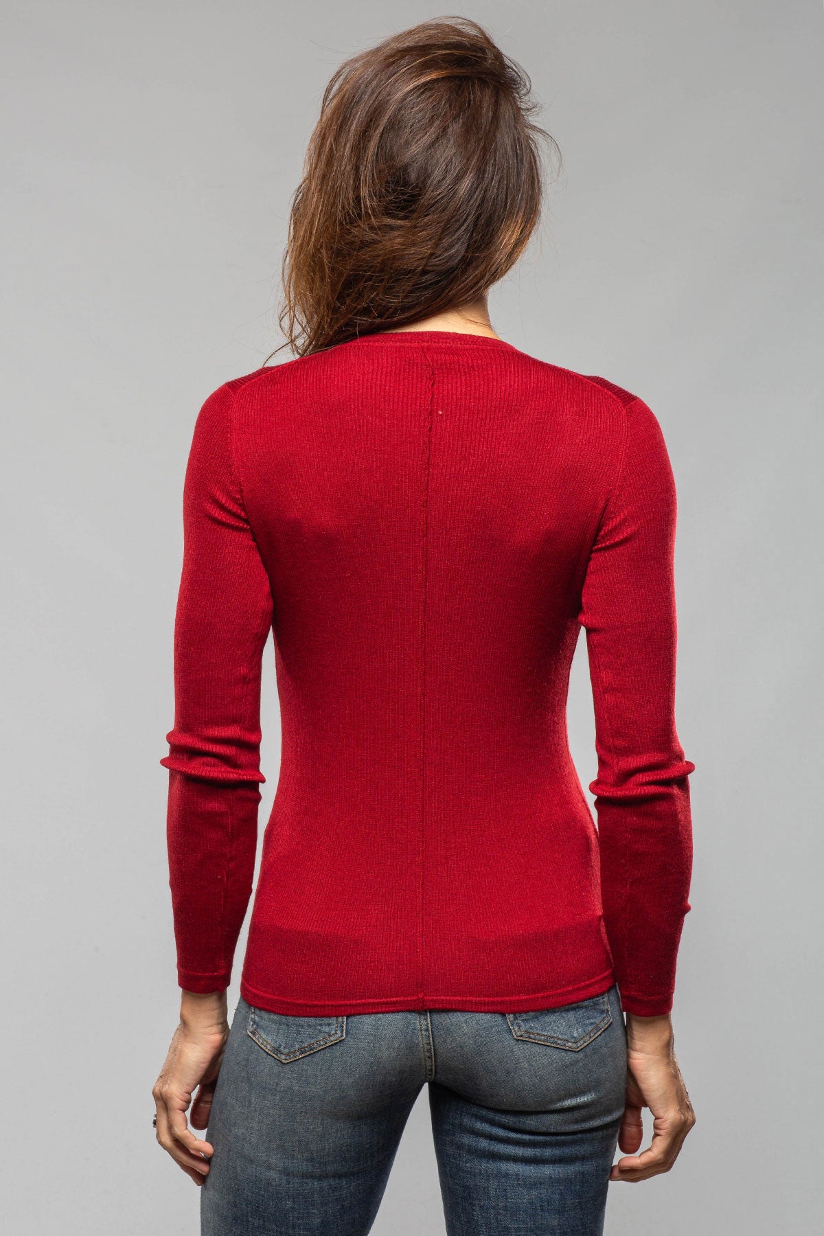 Patsy Cashmere Silk Crew Neck Top In Ruby - AXEL'S