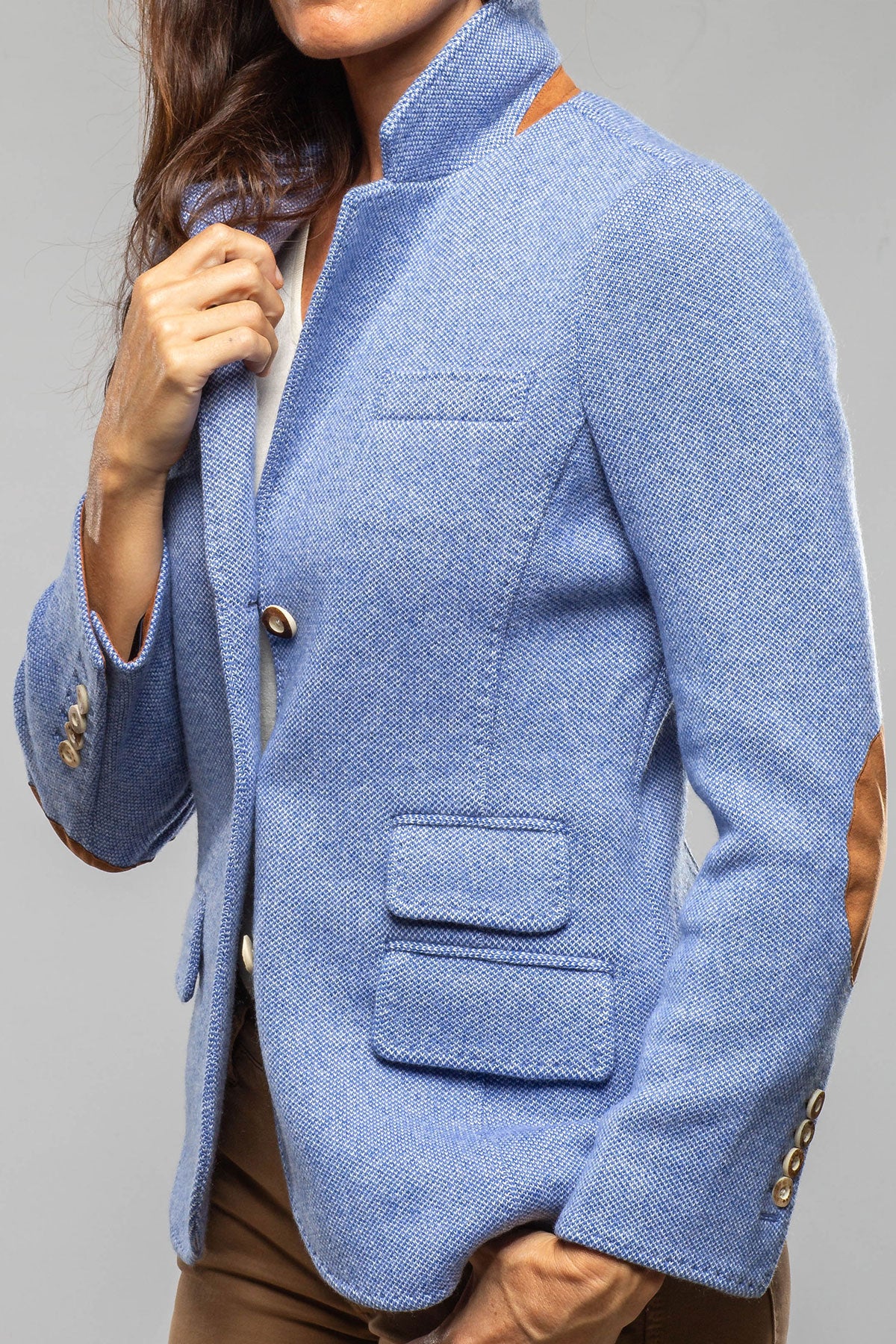 Penny Cashmere Jacket In Denim Melange - AXEL'S