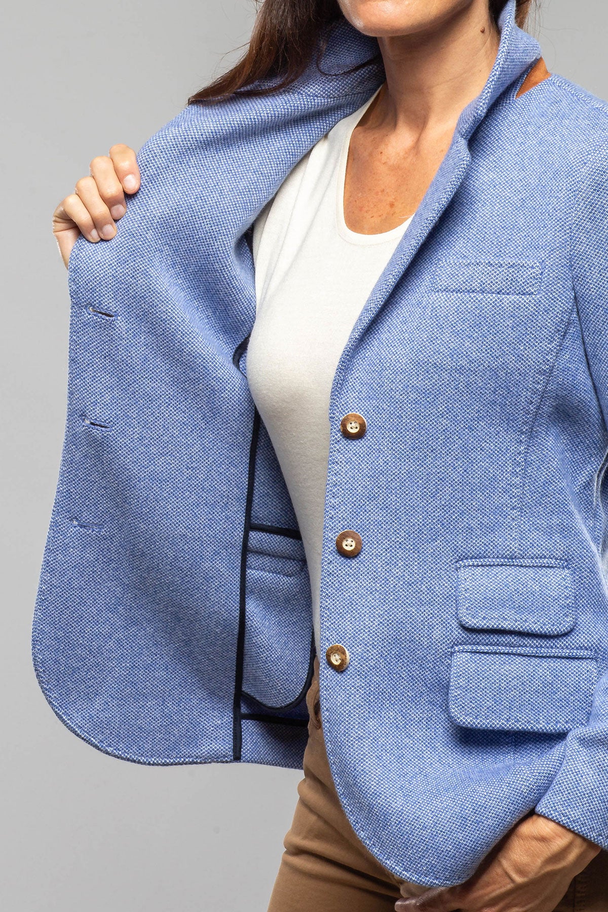 Penny Cashmere Jacket In Denim Melange - AXEL'S