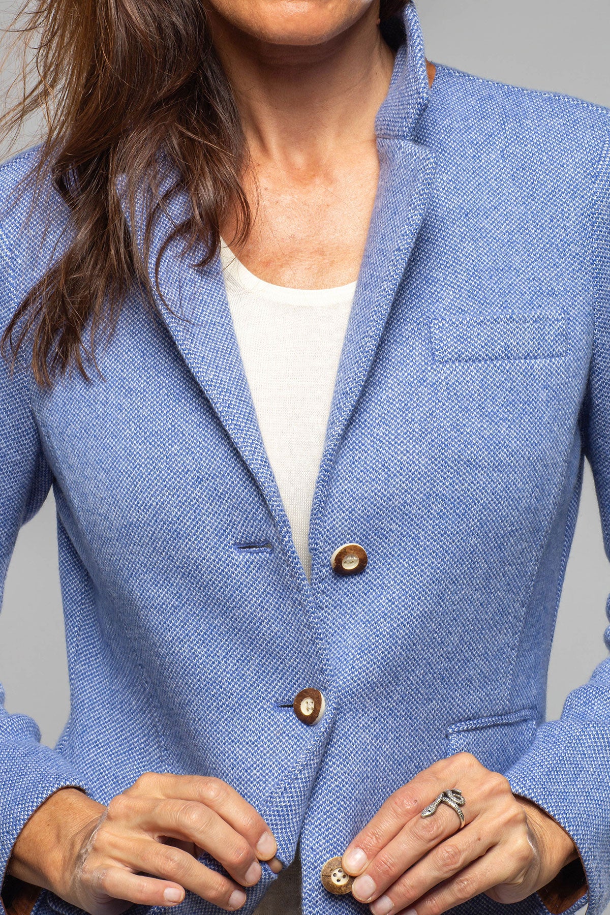 Penny Cashmere Jacket In Denim Melange - AXEL'S