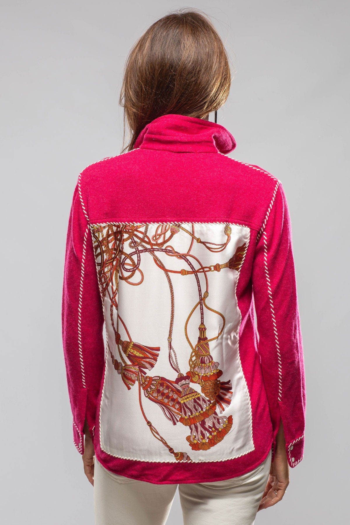 Whipstitch Cashmere Western Shirt In Raspberry Melange - AXEL'S
