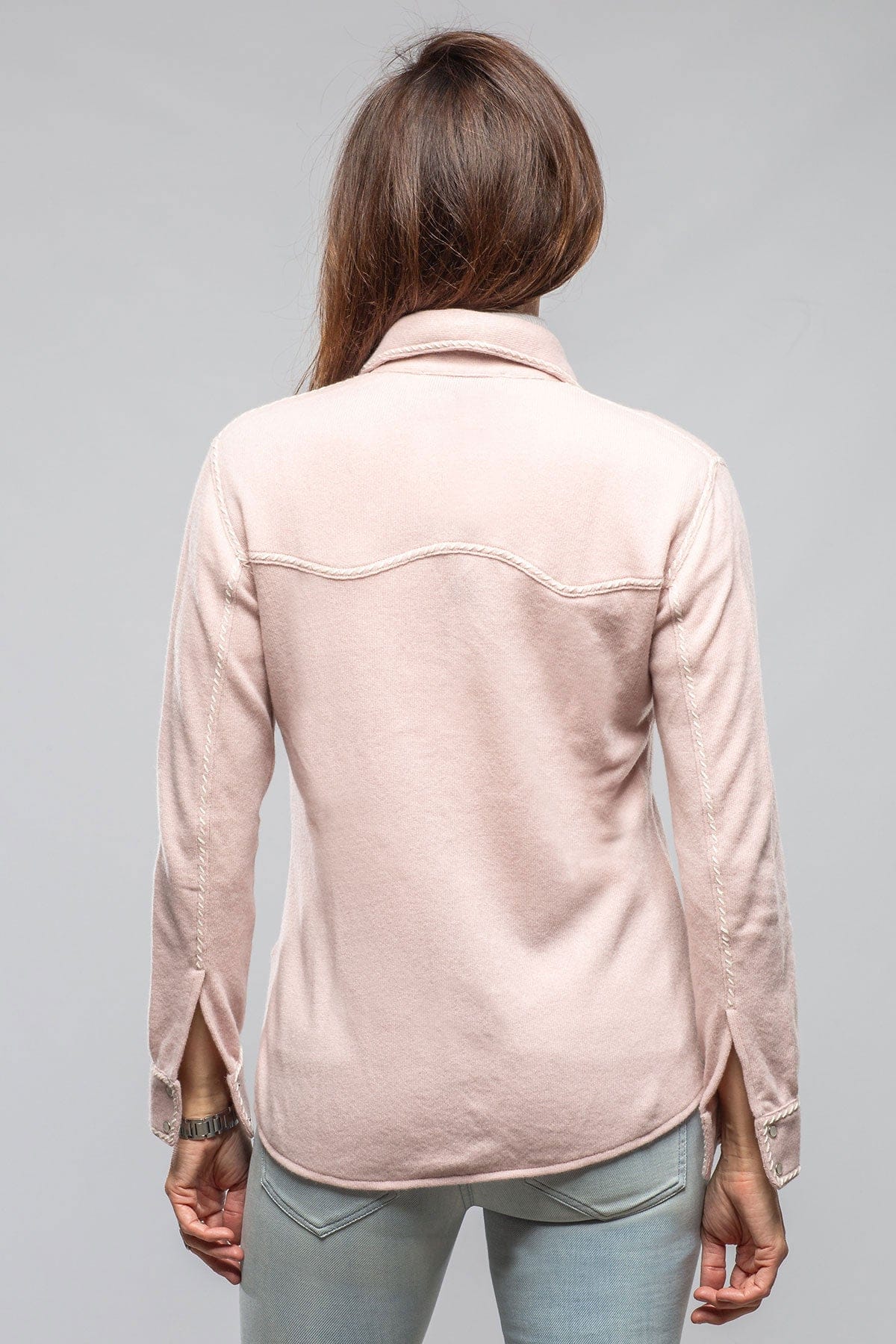Richard Grand Whipstitch Cashmere Western Shirt In Soft Pink Ladies - Tops