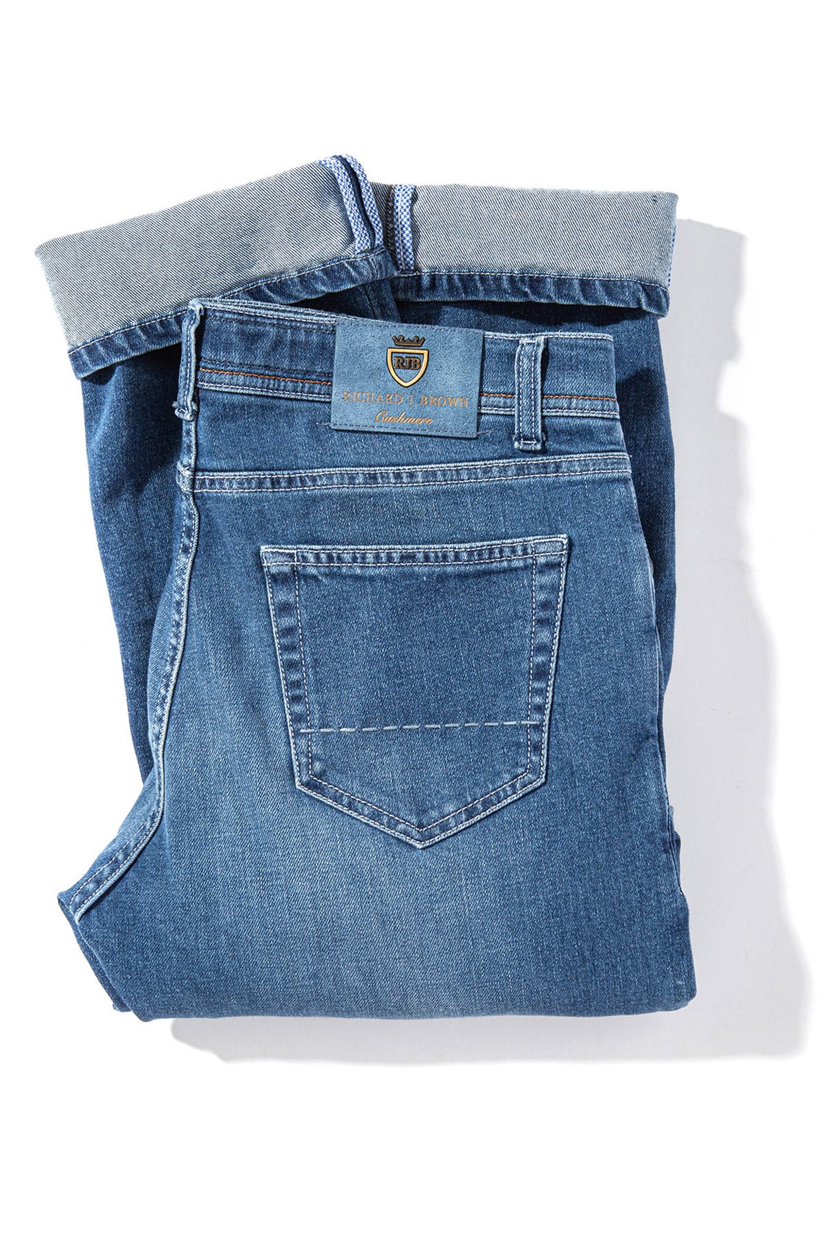 Athens Cashmere Denim 5-Pocket In Light Wash - AXEL'S