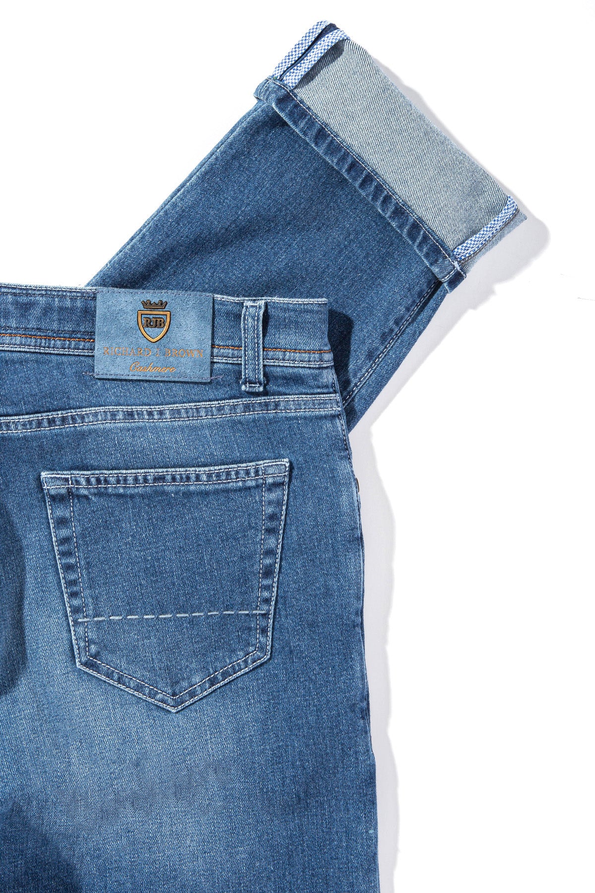 Athens Cashmere Denim 5-Pocket In Light Wash - AXEL'S