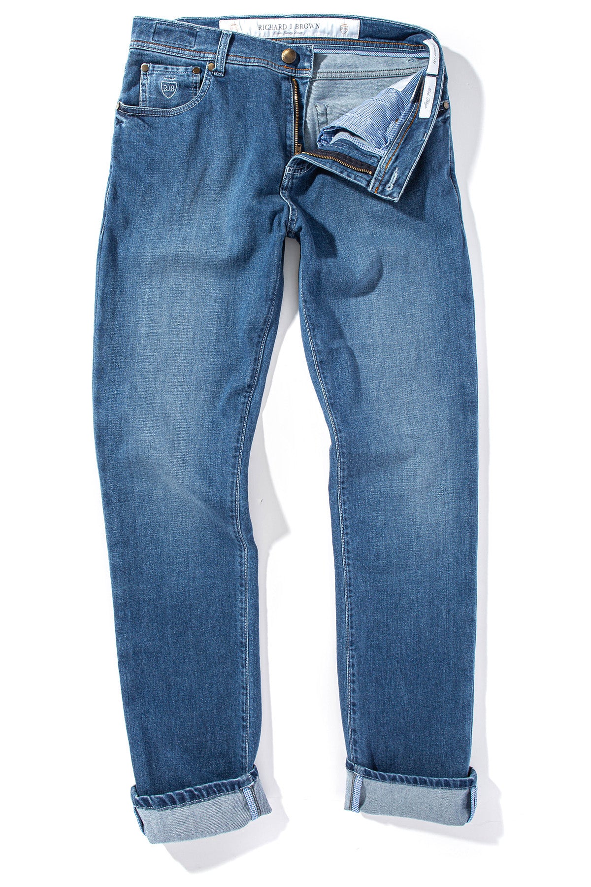 Athens Cashmere Denim 5-Pocket In Light Wash - AXEL'S