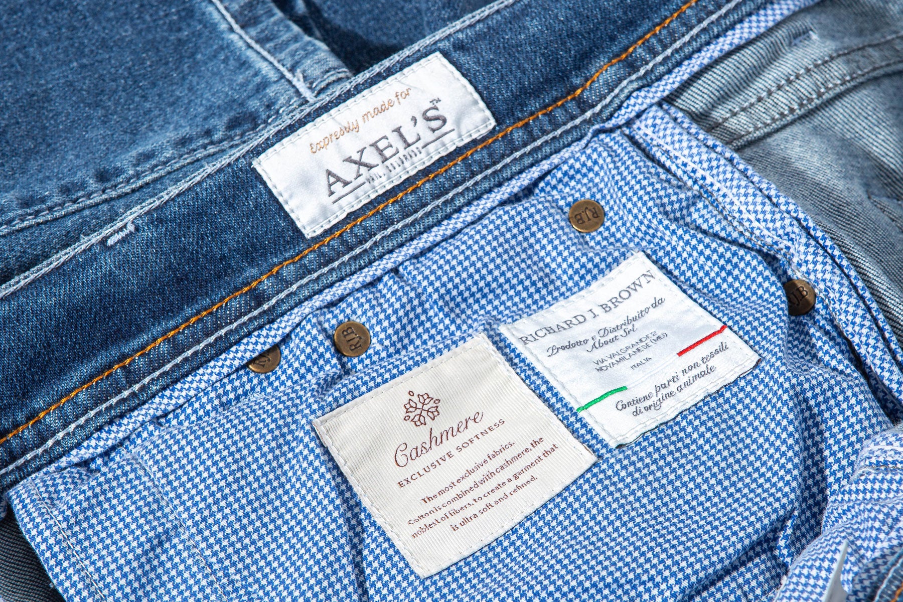 Athens Cashmere Denim 5-Pocket In Light Wash - AXEL'S