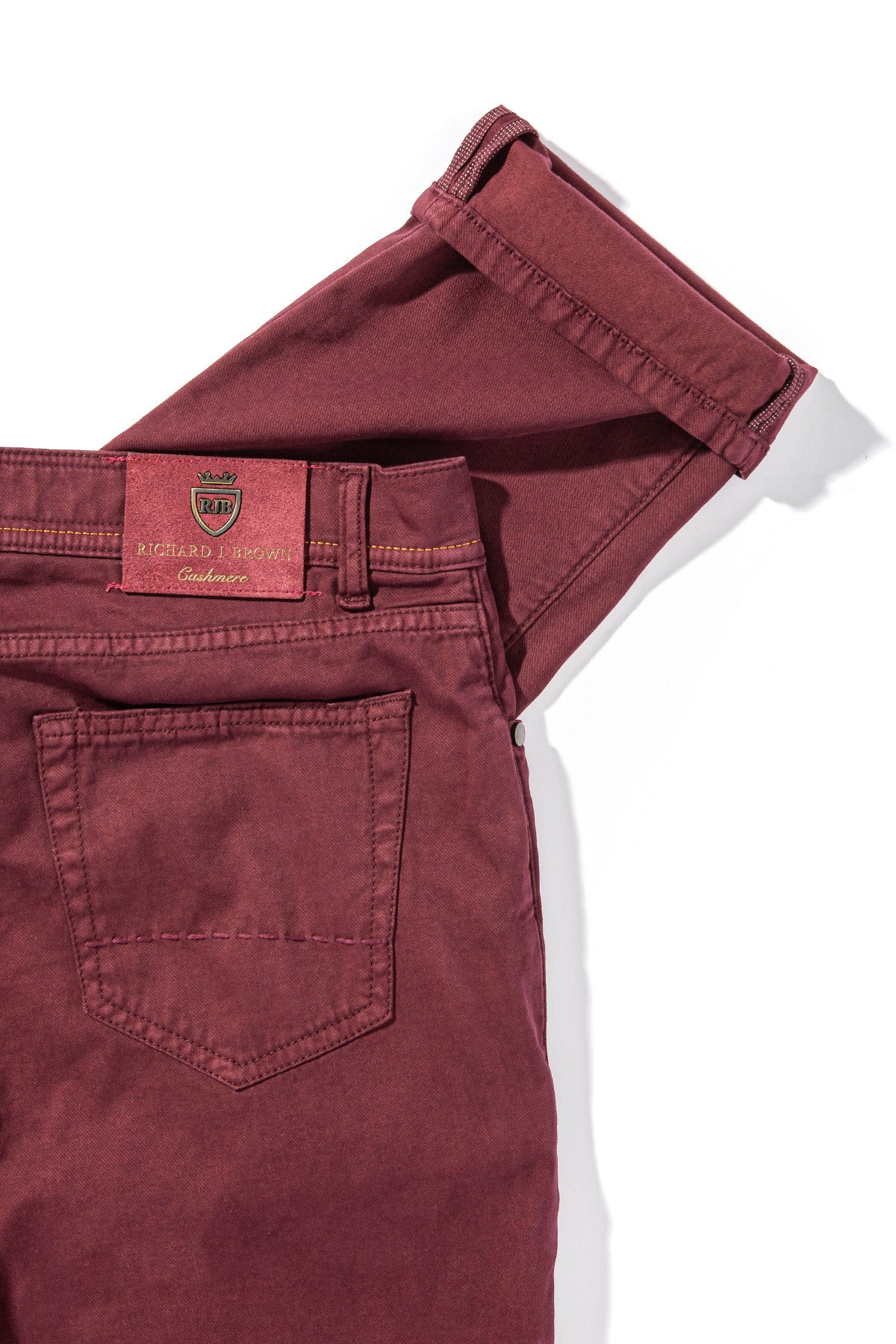 Richard J Brown Lawrence Washed Cashmere 5-Pocket In Burgundy | Mens - Pants - 5 Pocket