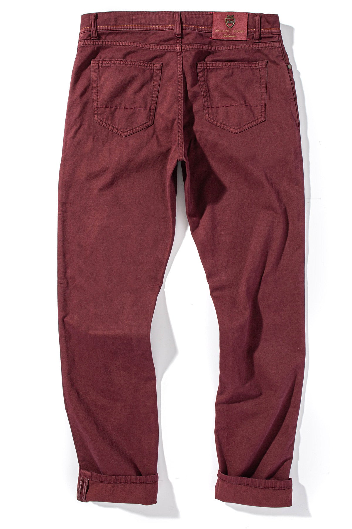Richard J Brown Lawrence Washed Cashmere 5-Pocket In Burgundy | Mens - Pants - 5 Pocket
