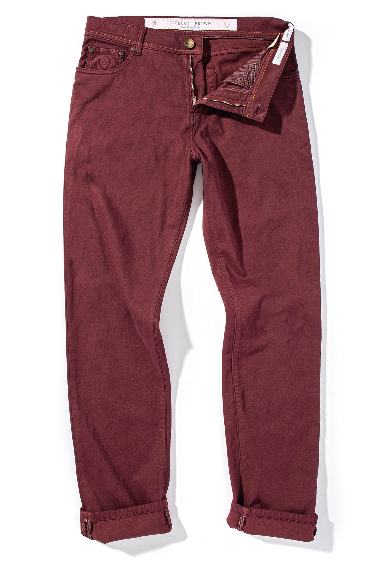 Richard J Brown Lawrence Washed Cashmere 5-Pocket In Burgundy | Mens - Pants - 5 Pocket