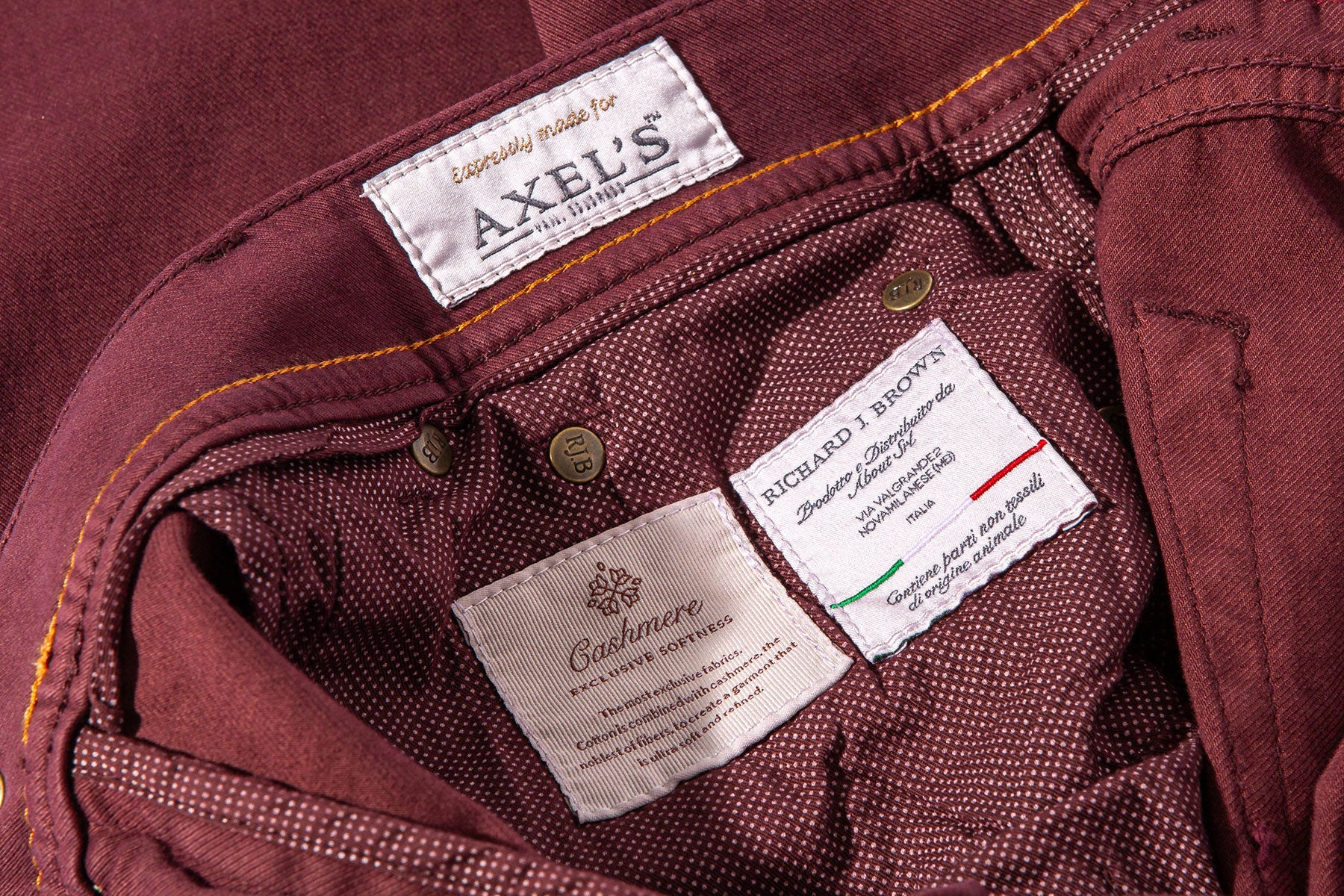 Richard J Brown Lawrence Washed Cashmere 5-Pocket In Burgundy | Mens - Pants - 5 Pocket