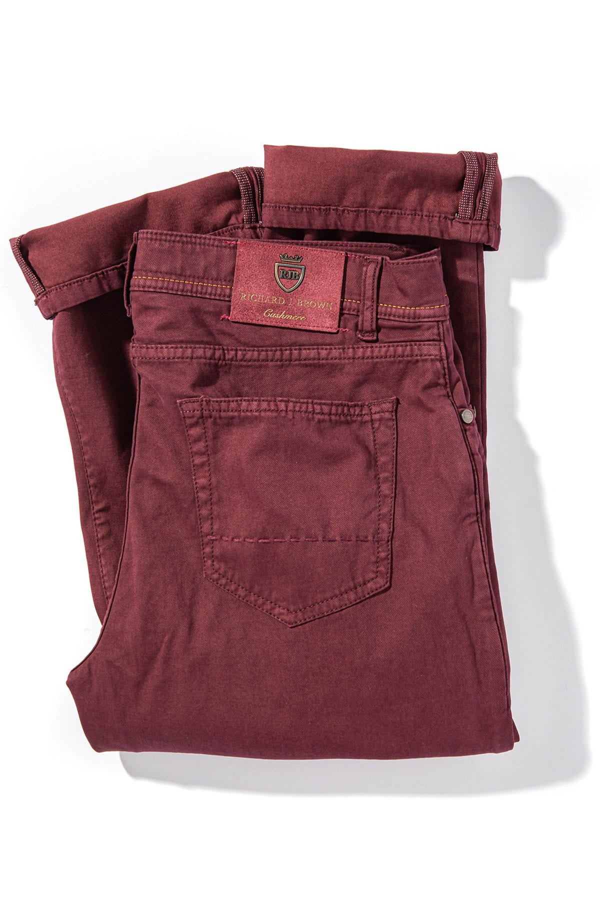 Richard J Brown Lawrence Washed Cashmere 5-Pocket In Burgundy Mens - Pants - 5 Pocket