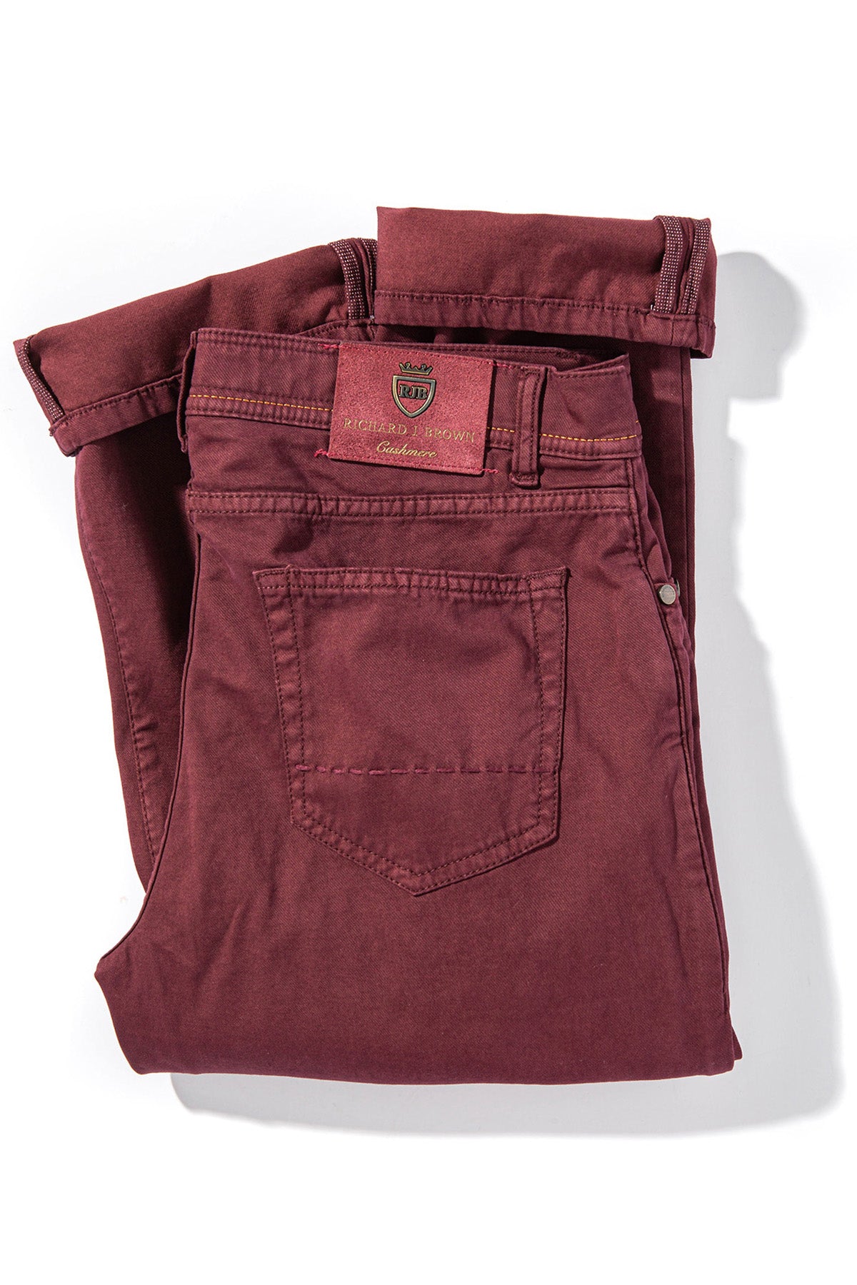 Richard J Brown Lawrence Washed Cashmere 5-Pocket In Burgundy | Mens - Pants - 5 Pocket