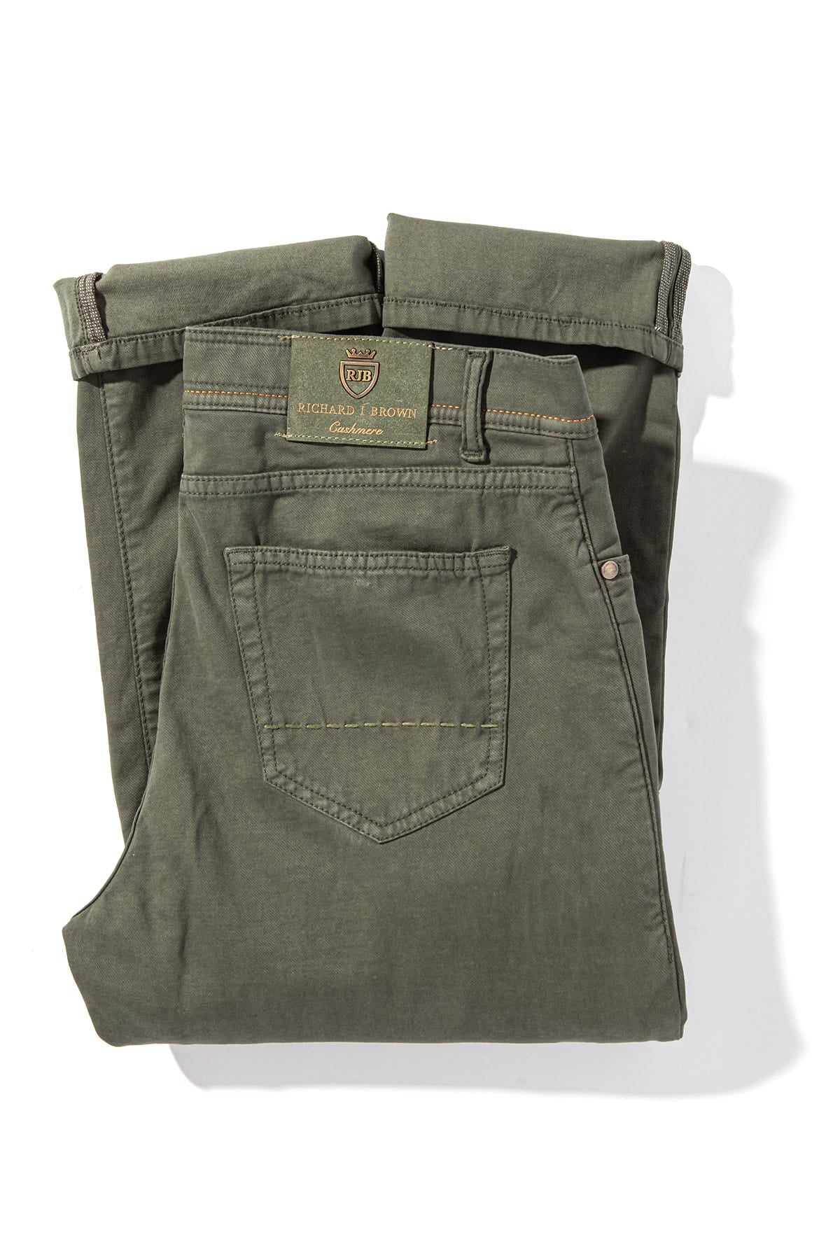 Richard J Brown Lawrence Washed Cashmere 5-Pocket In Dark Green Mens - Pants - 5 Pocket