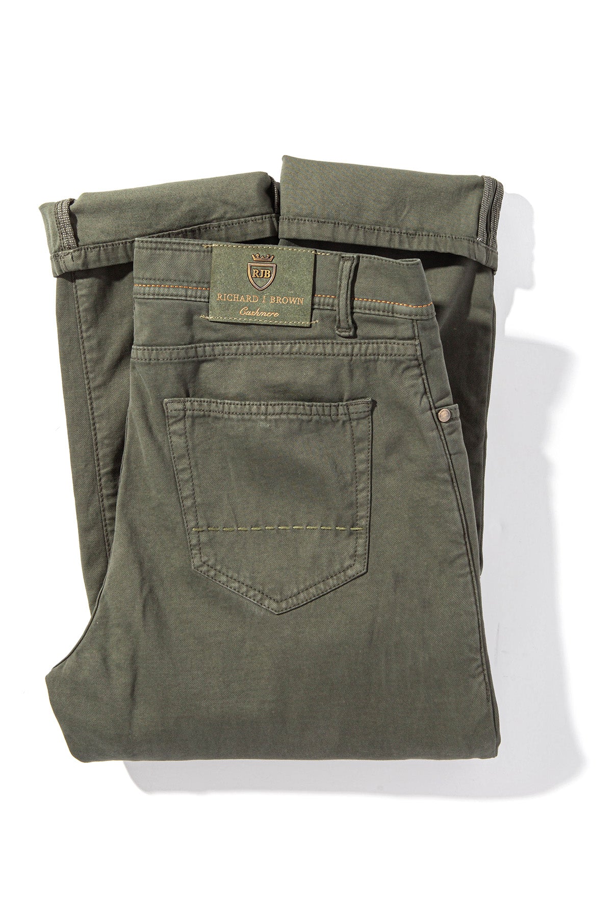 Lawrence Washed Cashmere 5-Pocket In Dark Green - AXEL'S