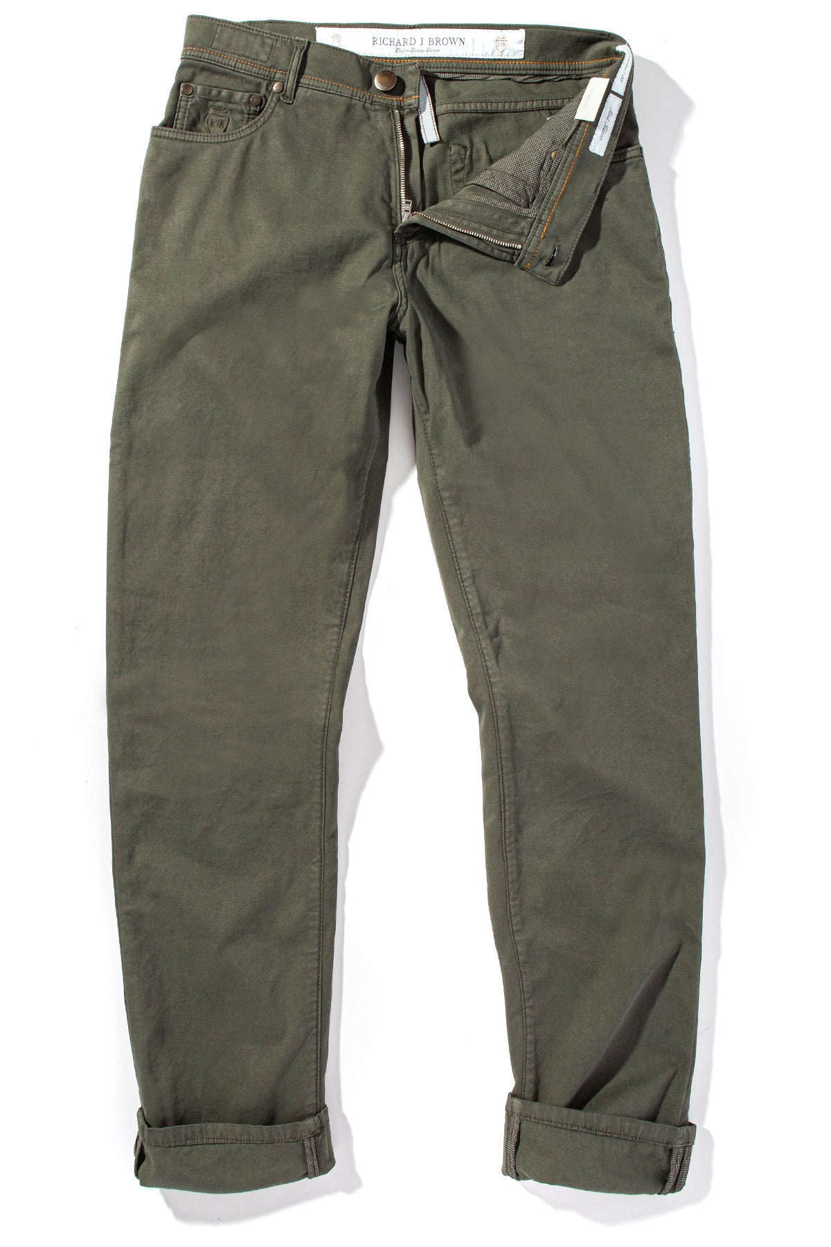 Lawrence Washed Cashmere 5-Pocket In Dark Green - AXEL'S