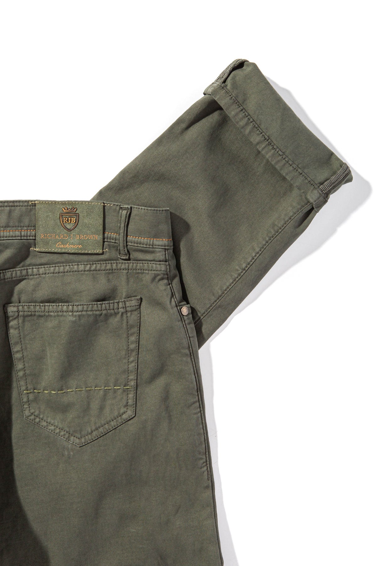 Lawrence Washed Cashmere 5-Pocket In Dark Green - AXEL'S