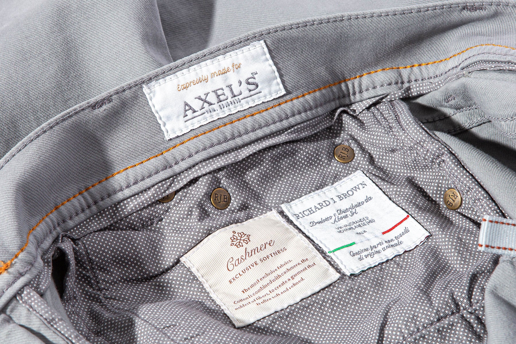 Lawrence Washed Cashmere 5-Pocket In Grey - AXEL'S
