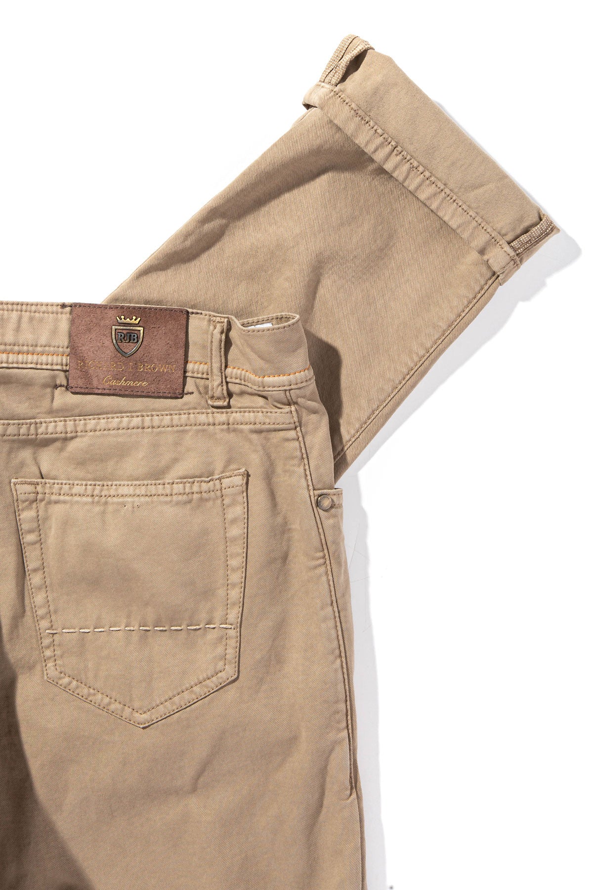 Lawrence Washed Cashmere 5-Pocket In Tortora - AXEL'S