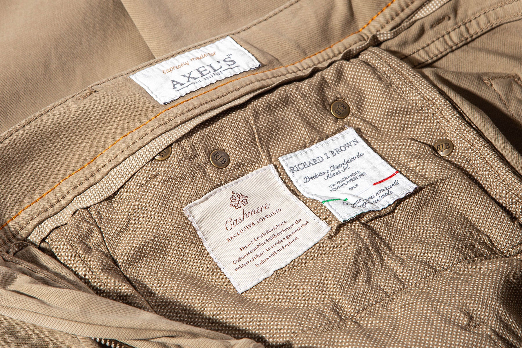 Lawrence Washed Cashmere 5-Pocket In Tortora - AXEL'S
