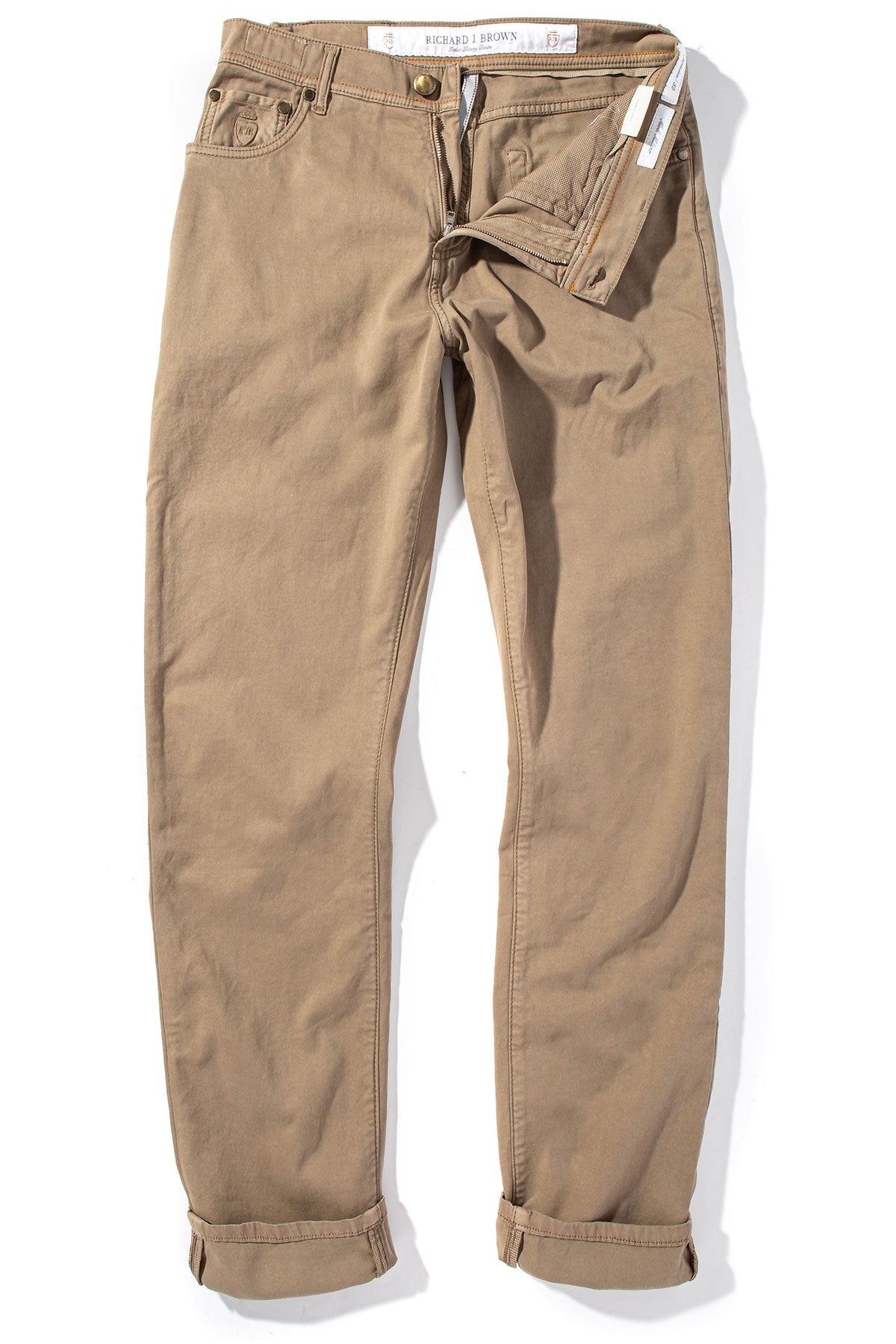 Lawrence Washed Cashmere 5-Pocket In Tortora - AXEL'S