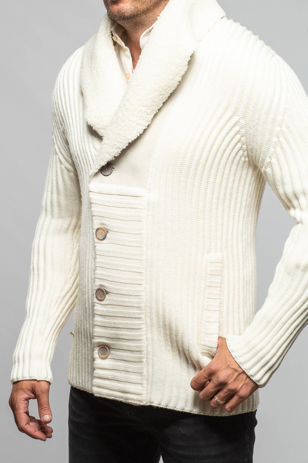 Robert Comstock Bel Piano Combo Sweater In White | Mens - Sweaters
