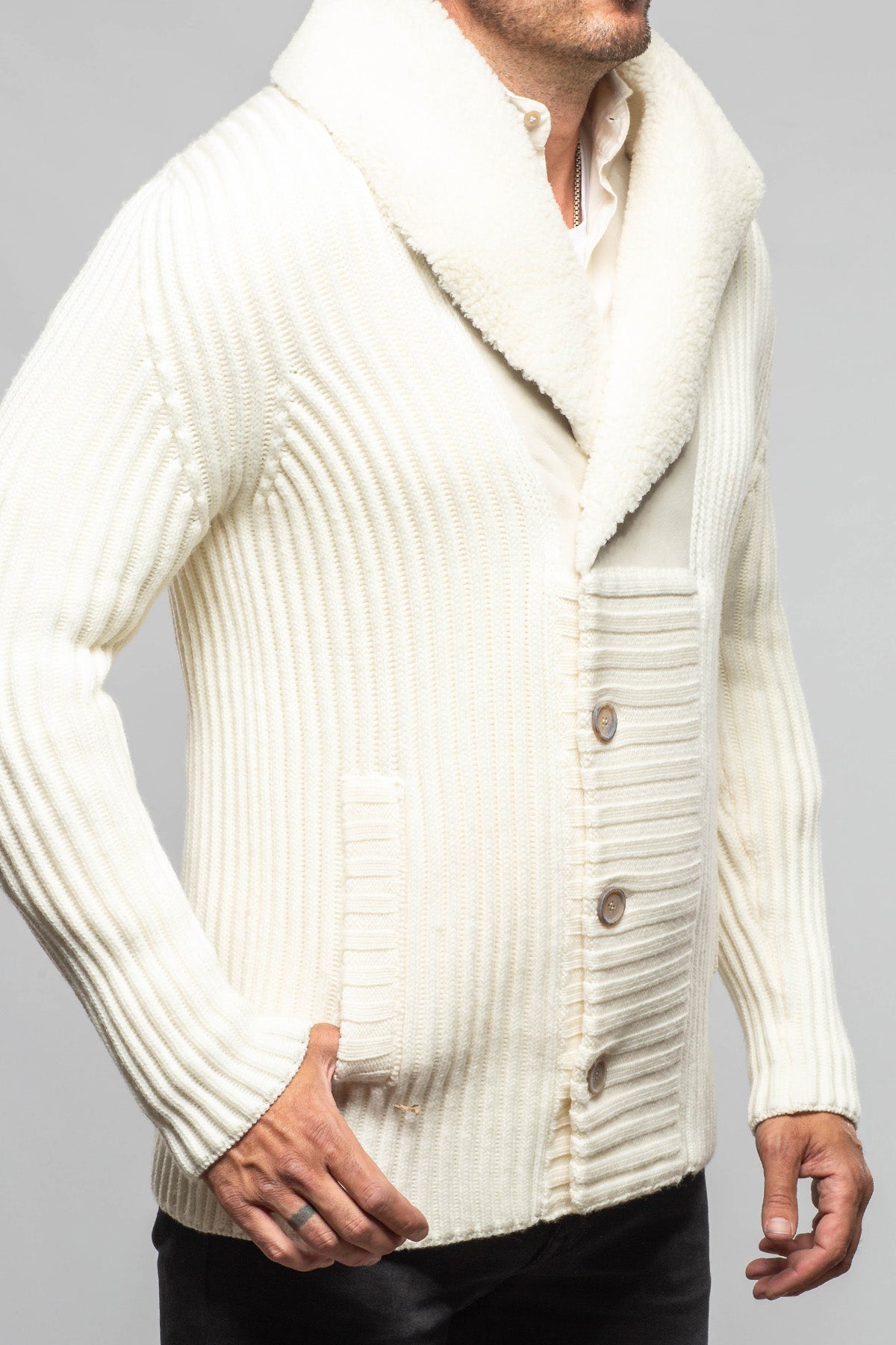 Robert Comstock Bel Piano Combo Sweater In White | Mens - Sweaters