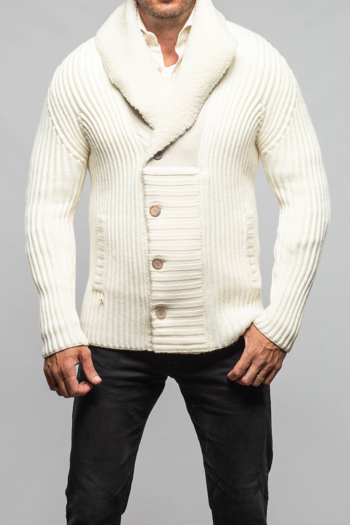 Robert Comstock Bel Piano Combo Sweater In White | Mens - Sweaters