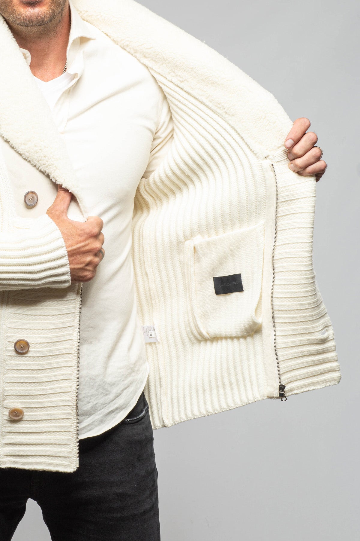 Robert Comstock Bel Piano Combo Sweater In White | Mens - Sweaters