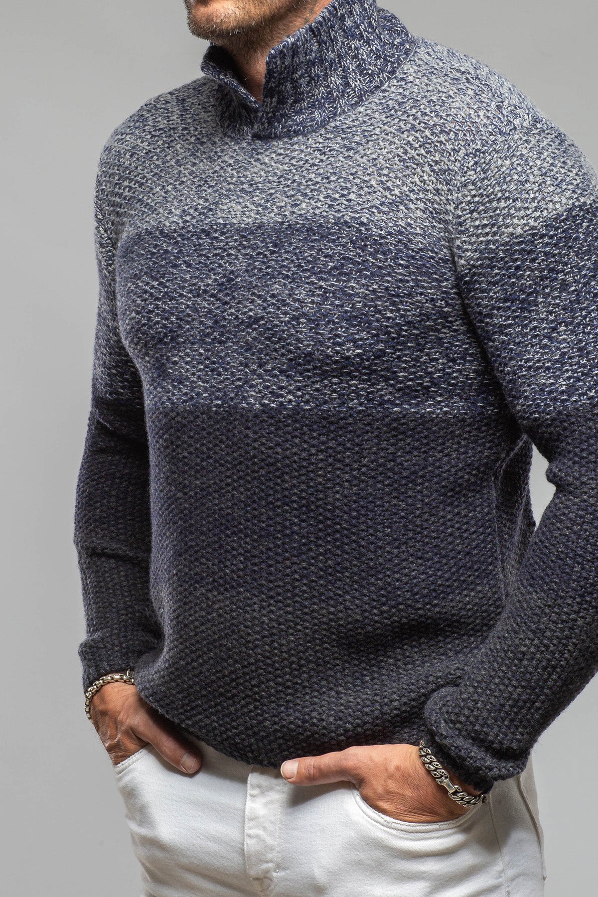 Capton Cashmere Sweater In Multi Blue - AXEL'S