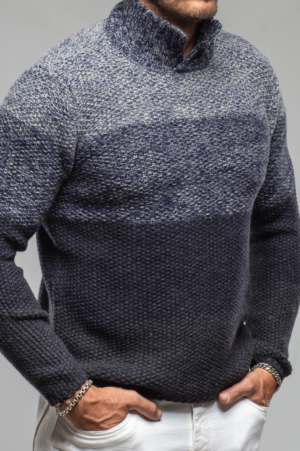 Capton Cashmere Sweater In Multi Blue - AXEL'S