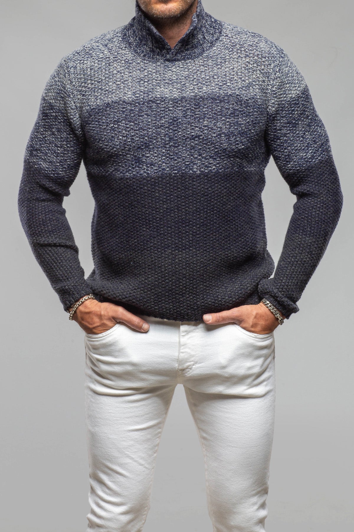 Capton Cashmere Sweater In Multi Blue - AXEL'S