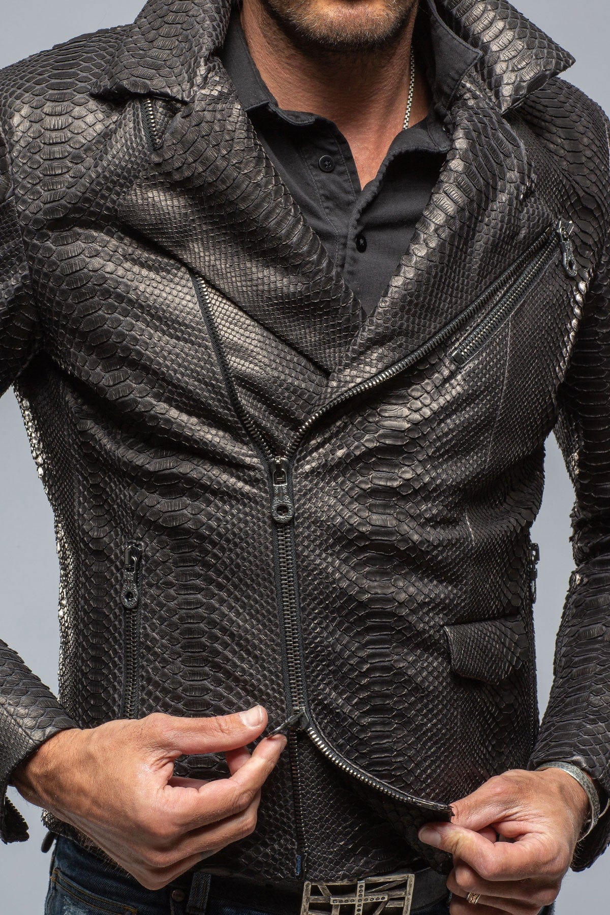 Python Moto Jacket In Black - AXEL'S