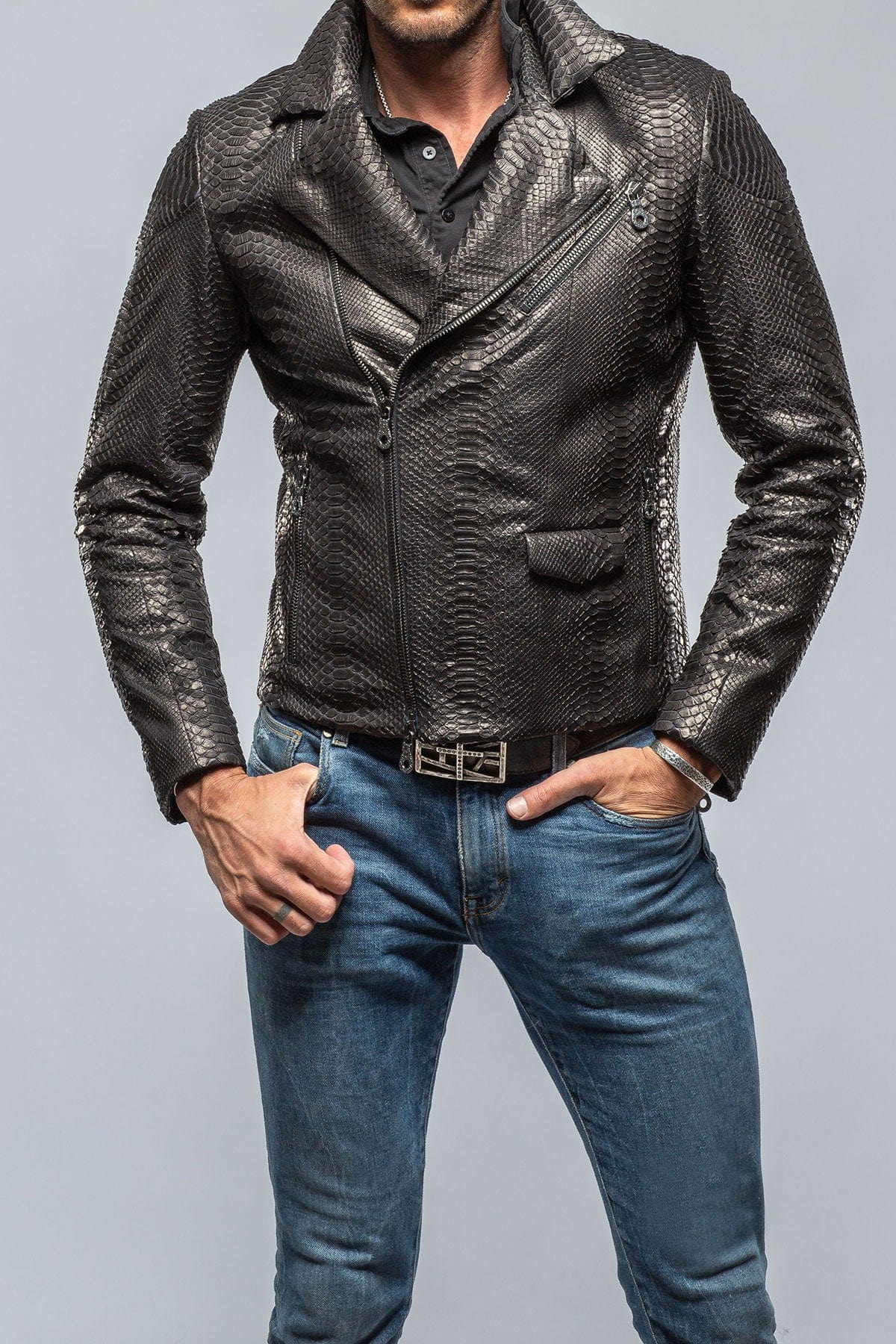 Python Moto Jacket in Black - AXEL'S