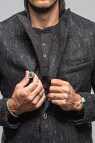 Tasman II Topcoat With Croc Trim In Graphite - AXEL'S
