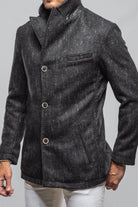 Tasman II Topcoat With Croc Trim In Graphite - AXEL'S