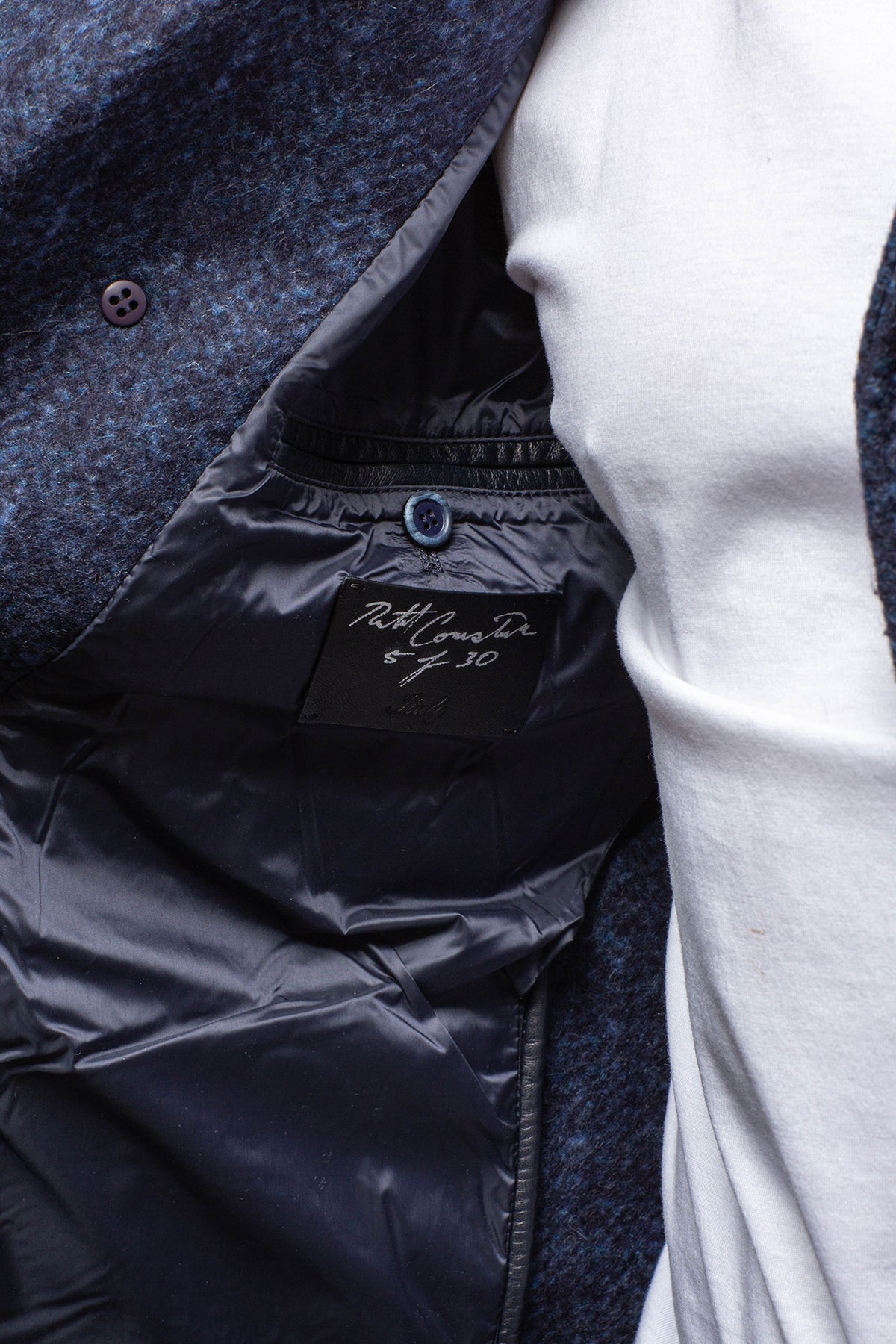Robert Comstock Tasman II Topcoat With Croc Trim In Midnight Mens - Outerwear - Cloth