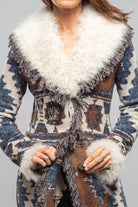 Azteca Long Knit Sweater Coat In Blue - AXEL'S