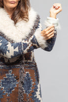 Azteca Long Knit Sweater Coat In Blue - AXEL'S