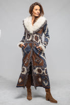 Azteca Long Knit Sweater Coat In Blue - AXEL'S