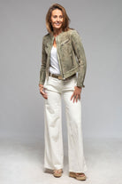 Kiley Short Suede Jacket In Moss - AXEL'S