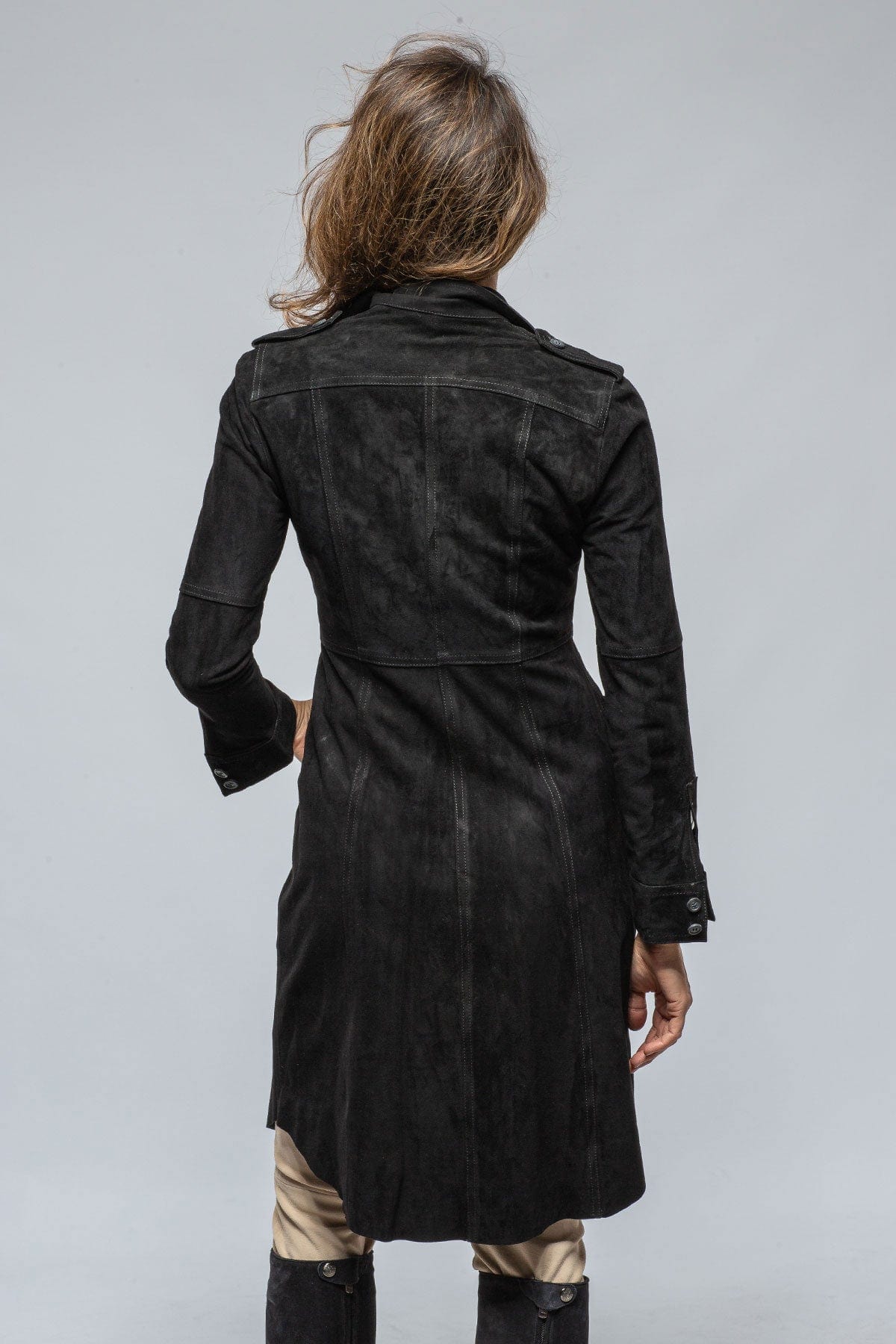 Savannah Long Leather Shirt/Dress in Black - AXEL'S