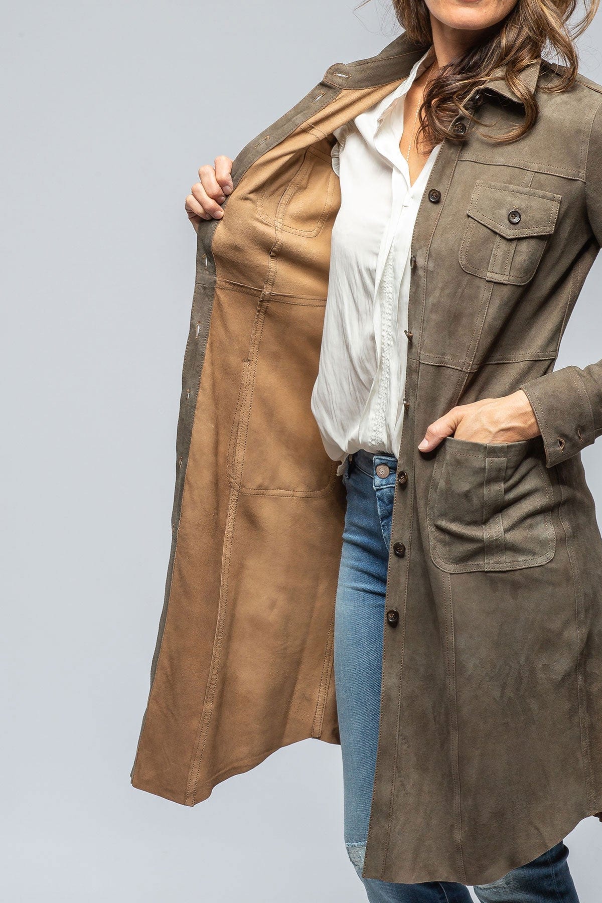 Savannah Long Leather Shirt/Dress in Stone - AXEL'S