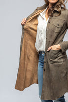 Savannah Long Leather Shirt/Dress in Stone - AXEL'S
