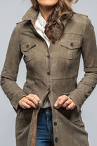 Savannah Long Leather Shirt/Dress in Stone - AXEL'S