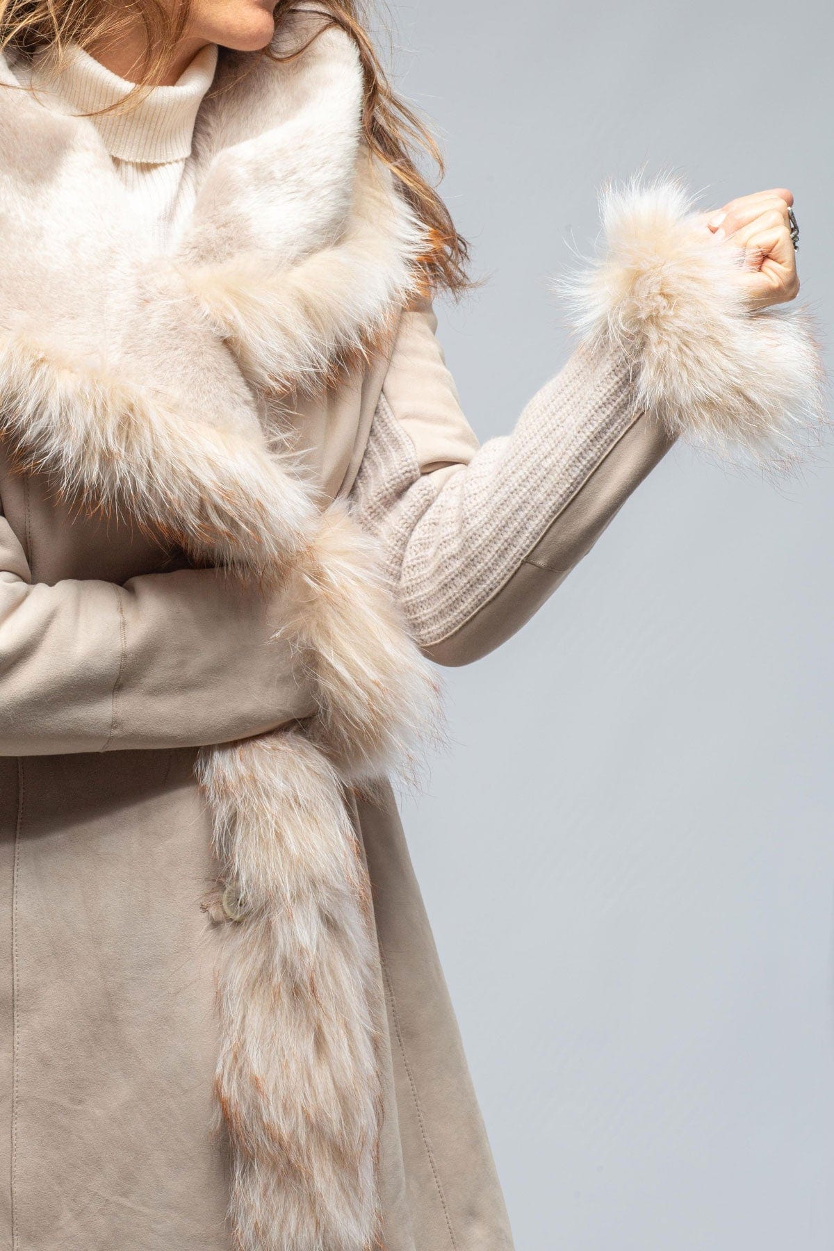 Volpe Shearling W/ Knit Side Panels In Ice - AXEL'S