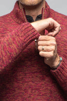 1/4 Zip Cashmere Alpaca Sweater In Red - AXEL'S