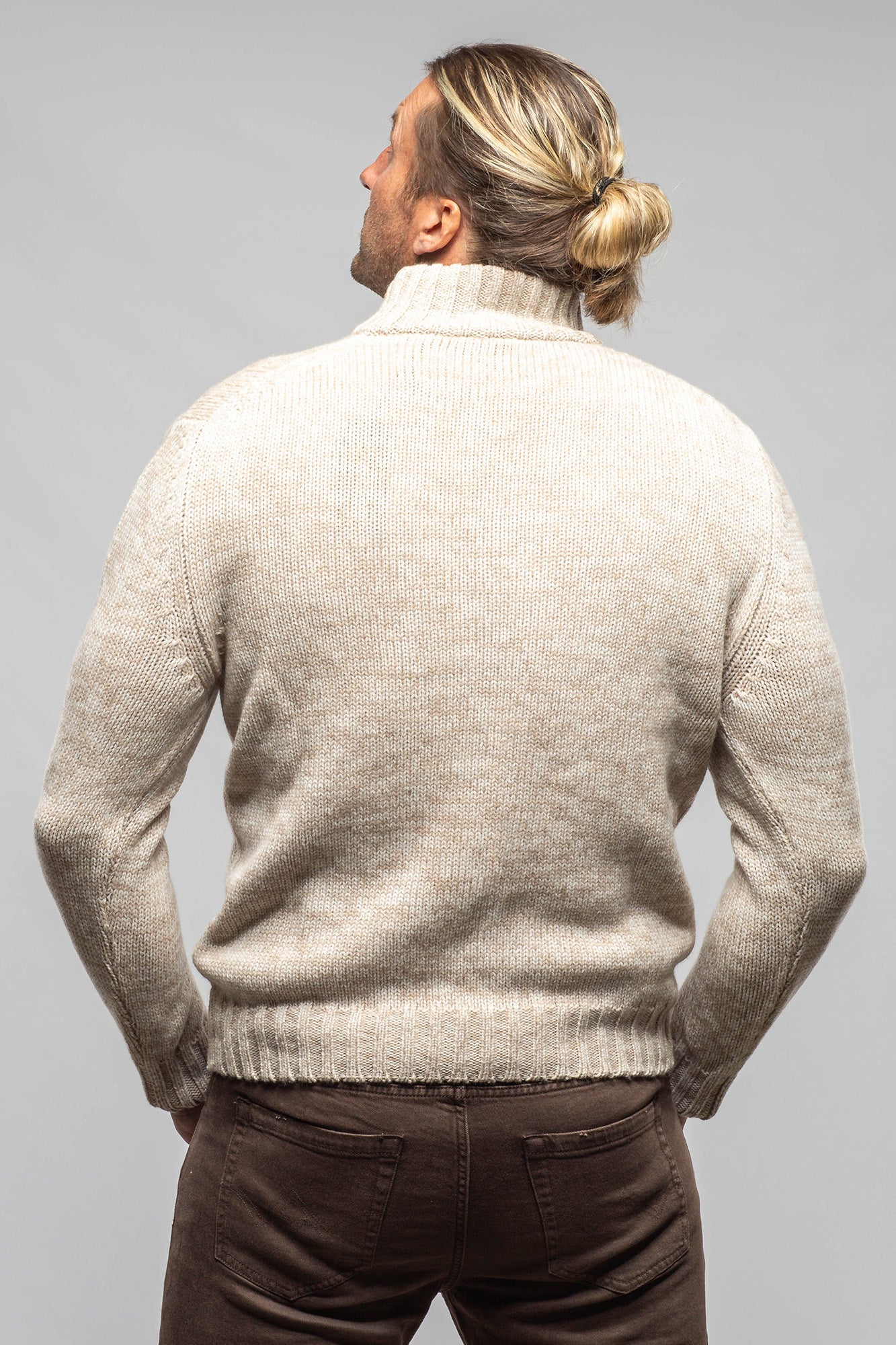 Settefili Cashmere Courier Cashmere Quarter Zip In Beige Mens - Sweaters