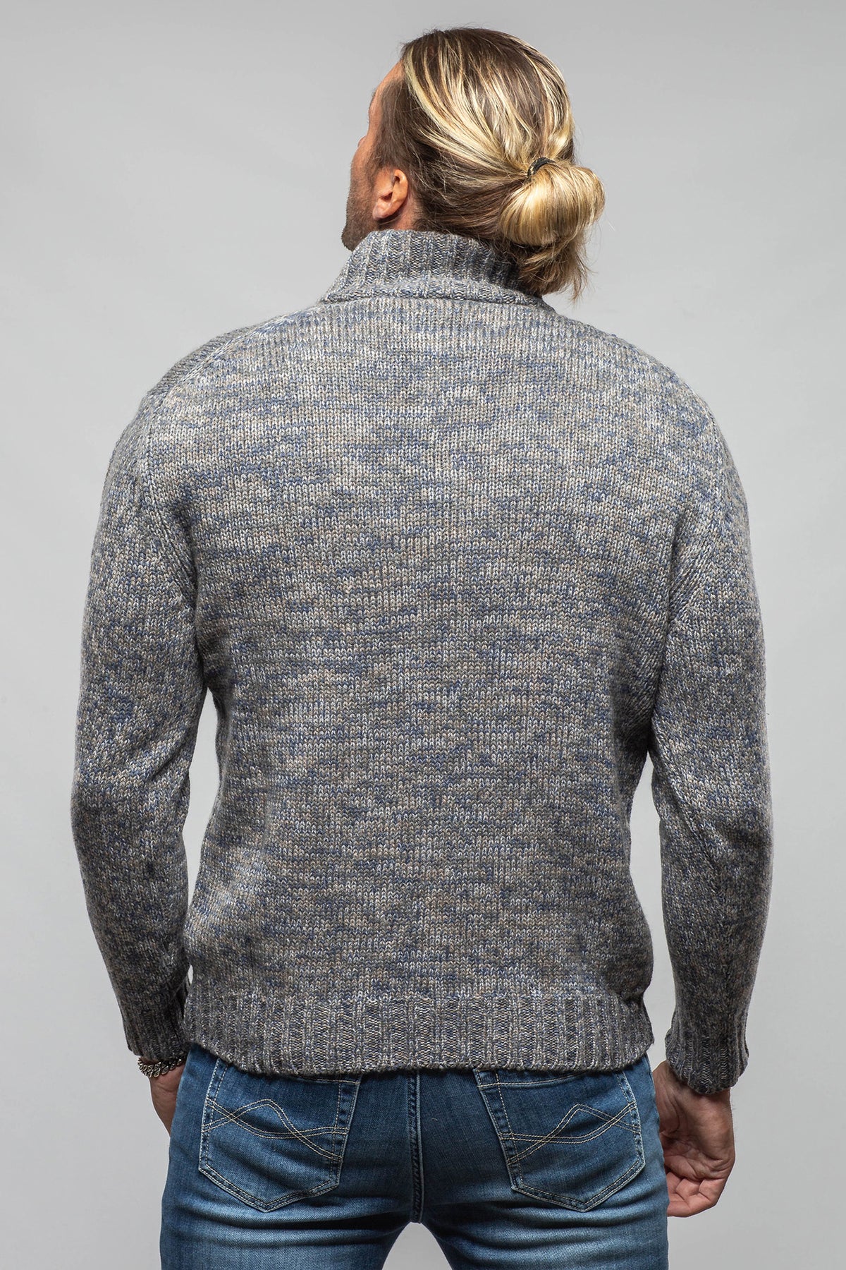 Settefili Cashmere Courier Cashmere Quarter Zip In Grey Mix Mens - Sweaters