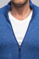 Giuseppe Full Zip Cashmere Sweater In Blue - AXEL'S